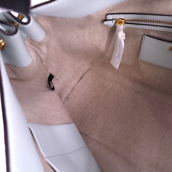 Donna Karan Glenwood Shoulder Leather Bag Slouchy Tassel Frost Blue Large Purse - Picture 10 of 13